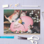 ヴィンテージイースター挨拶キャッツシックとイースター卵 薄葉紙 (クラフト)