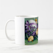 ヴィンテージイースター挨拶女の子の卵の子の車 コーヒーマグカップ (左)