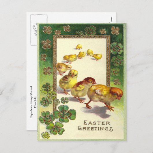 ヴィンテージイースター挨拶1913 シーズンポストカード (正面/裏面)