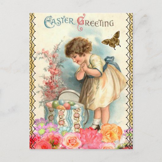 ヴィンテージイースター挨拶 ポストカード (正面)