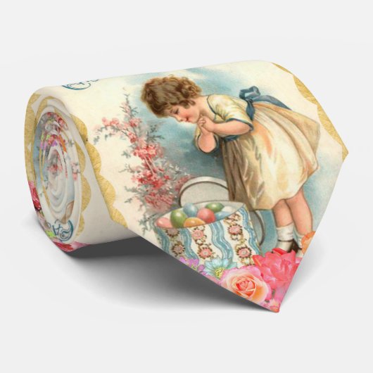 ヴィンテージイースター春と卵 ネクタイ (ロール)