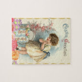 ヴィンテージイースター春ガールエッグ ジグソーパズル (横)