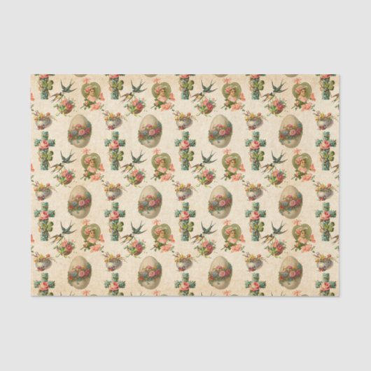 ヴィンテージイースター混合パターンパーティー組織 薄葉紙 (正面)