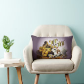 ヴィンテージイースター白うさぎ、ひよこ、紫、ZSSG ランバークッション (椅子)