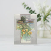 ヴィンテージイースター素朴クロス横(ダフォジル付き) シーズンポストカード (スタンド正面)