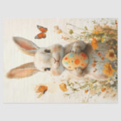 ヴィンテージイースター絵を描バニー（卵とワイルドフラワー） 薄葉紙 (正面)