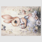 ヴィンテージイースター絵を描バニー(卵とワイルドフラワー) 薄葉紙 (正面)