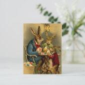 ヴィンテージイースター絵画ウサギ卵 シーズンポストカード (スタンド正面)