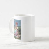 ヴィンテージイースター絵画ガールの卵と鶏 コーヒーマグカップ (正面左)