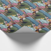 ヴィンテージイースター絵画ガールの卵と鶏 ラッピングペーパー (角)