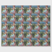 ヴィンテージイースター絵画ガールの卵と鶏 ラッピングペーパー (フラット)