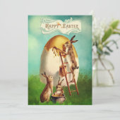 ヴィンテージイースター絵画バニーの卵 シーズンカード (スタンド正面)