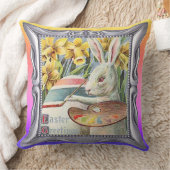 ヴィンテージイースター絵画バニー・アーティストの卵、ZSSG クッション (ブランケット)
