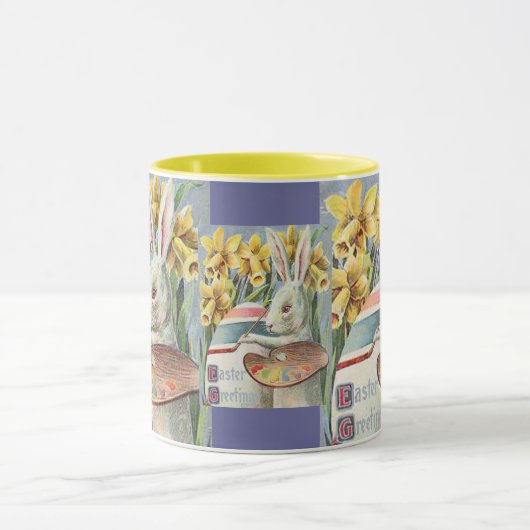 ヴィンテージイースター絵画バニー・アーティストの卵、ZSSG マグカップ (中央)