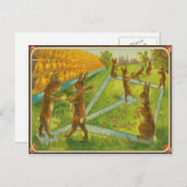 ヴィンテージイースター遊バニーの野球の雛 シーズンポストカード (正面/裏面)