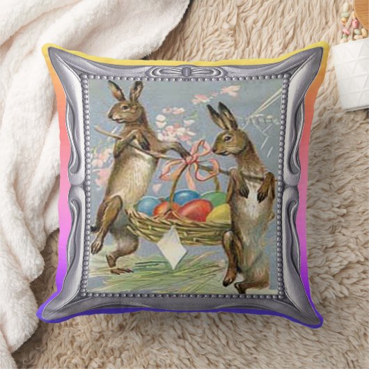 ヴィンテージイースター運ラビット卵バスケット, ZSSG クッション (ブランケット)