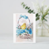 ヴィンテージイースター雛花束籠 ポストカード (スタンド正面)