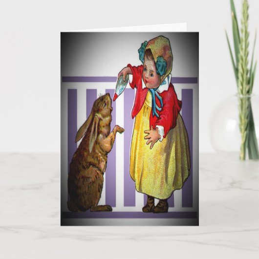 ヴィンテージイースター食べ物を与えガールのウサギ、ZSSG シーズンカード (正面)