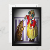 ヴィンテージイースター食べ物を与えガールのウサギ、ZSSG シーズンポストカード (正面/裏面)