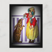 ヴィンテージイースター食べ物を与えガールのウサギ、ZSSG シーズンポストカード (正面)