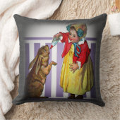 ヴィンテージイースター食べ物を与えガールのウサギZSSG クッション (ブランケット)