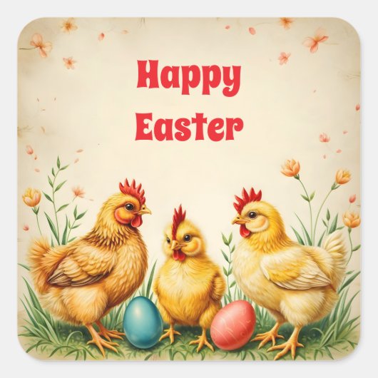 ヴィンテージイースター3リトルチキンホリデーコレクション スクエアシール (正面)