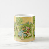 ヴィンテージイースター、ガールボンネットオンバニーウサギ コーヒーマグカップ (中央)