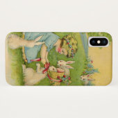 ヴィンテージイースター、ガールボンネットオンバニーウサギ Case-Mate iPhoneケース (裏面(横))