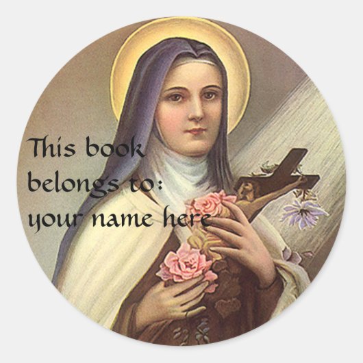 ヴィンテージイースター、修道院wクロス、宗教蔵書票 ラウンドシール (正面)