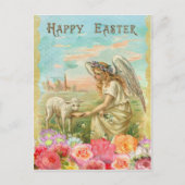 ヴィンテージイースター。 天使および子ヒツジ シーズンポストカード (正面)
