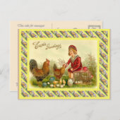 ヴィンテージイースター、1930年代、鶏と卵 シーズンポストカード (正面/裏面)