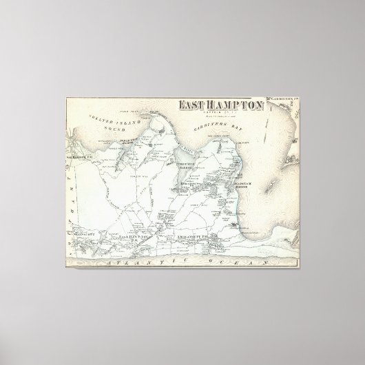ヴィンテージイーストハンプトンニューヨークの地図(1873) キャンバスプリント (正面)