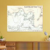 ヴィンテージイーストハンプトンニューヨークの地図(1873) キャンバスプリント (インサイチュ (リビング))