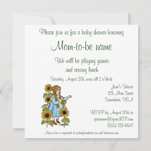 ヴィンテージウィザーズ・オブ・オズ・ベイビーシャワーパーティの招待状 招待状 (裏面)