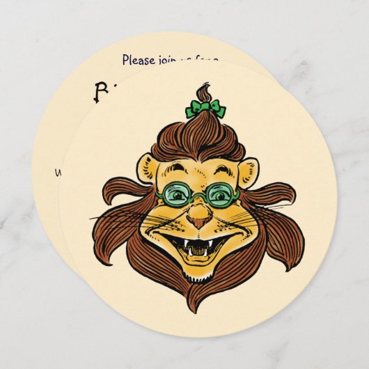 ヴィンテージウィザーズ・オブ・オズ・ライオン誕生日パーティー 招待状 (正面/裏面)