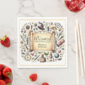 ヴィンテージウィザードウィッチパーティー魔法の魔法のワンズ帽子 スタンダードランチョンナプキン (インサイチュ)