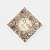 ヴィンテージウィザードウィッチパーティー魔法の魔法のワンズ帽子 スタンダードランチョンナプキン (角)