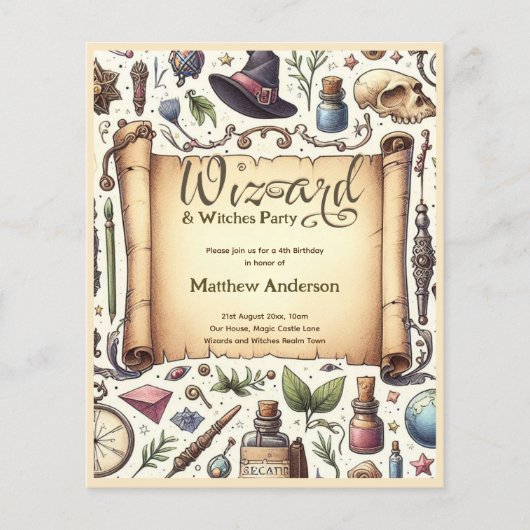 ヴィンテージウィザードウィッチパーティー魔法の魔法のワンズ帽子 チラシ (正面)