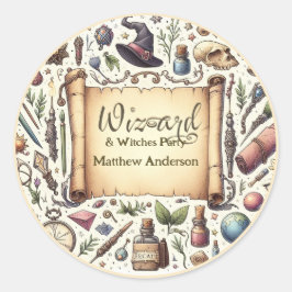 ヴィンテージウィザードウィッチパーティー魔法の魔法のワンズ帽子 ラウンドシール