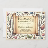 ヴィンテージウィザードウィッチパーティー魔法の魔法のワンズ帽子 招待状 (正面)