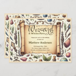ヴィンテージウィザードウィッチパーティー魔法の魔法のワンズ帽子 招待状