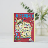 ヴィンテージウィスコンシンの地図 ポストカード (スタンド正面)