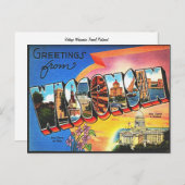 ヴィンテージウィスコンシントラベルレトロバケーショングリーティング ポストカード (正面/裏面)