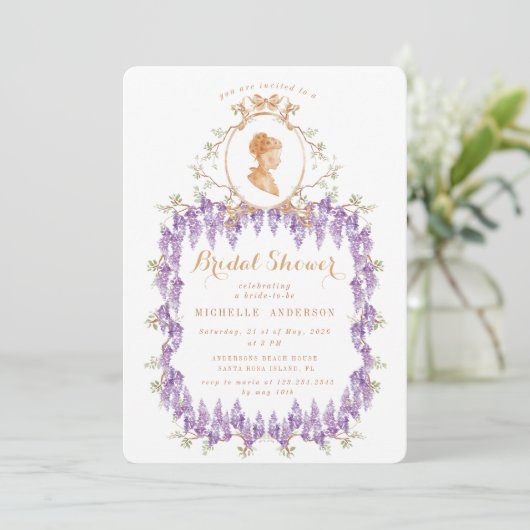 ヴィンテージウィステリアフローラリージェンシーブライダルシャワー 招待状 (スタンド正面)
