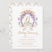 ヴィンテージウィステリアフローラリージェンシーベビーシャワー 招待状 (正面/裏面)