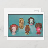 ヴィンテージウィッグ付き奇妙なマネキンヘッド ポストカード (正面/裏面)