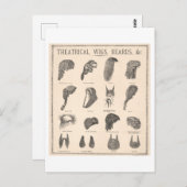 ヴィンテージウィッグ+ひげ広告 ポストカード (正面/裏面)