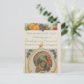 ヴィンテージウィッシュボーントルコのブドウ感謝祭 ポストカード (スタンド正面)