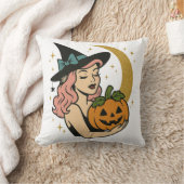 ヴィンテージウィッチとカボチャのハロウィン クッション (ブランケット)