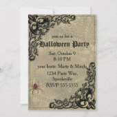 ヴィンテージウィッチとパンプキンハロウィーンコラージュ 招待状 (正面)